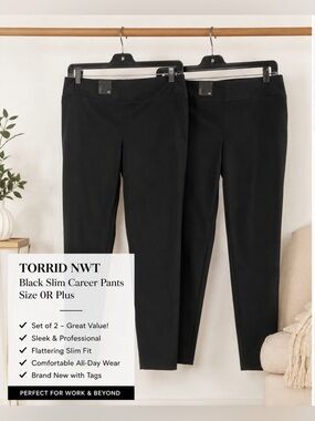 Torrid NWT Black Slim Career Pants Size 0R Plus Size Set of 2